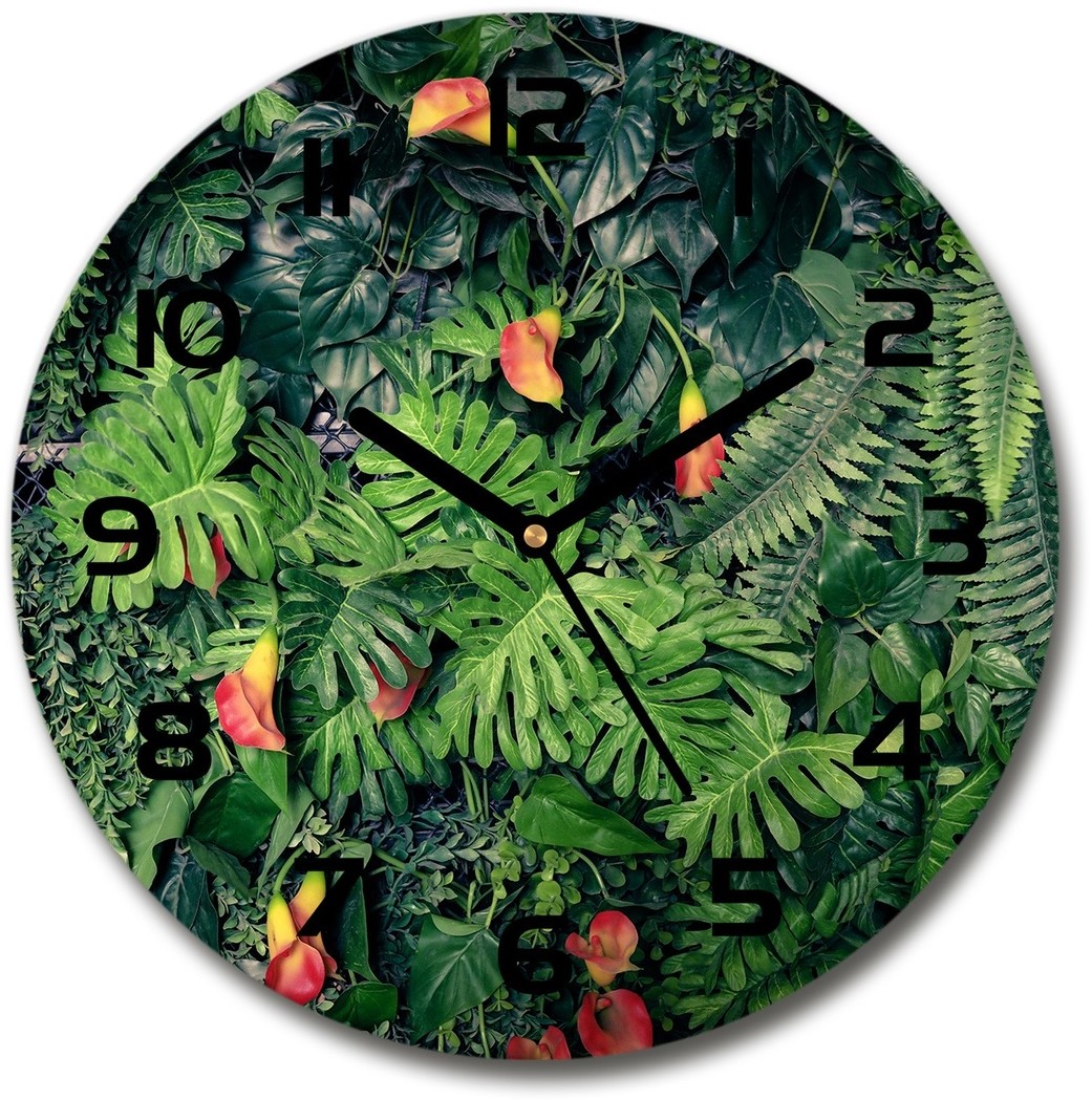 Zegar szklany okrągły Egzotyczna dżungla