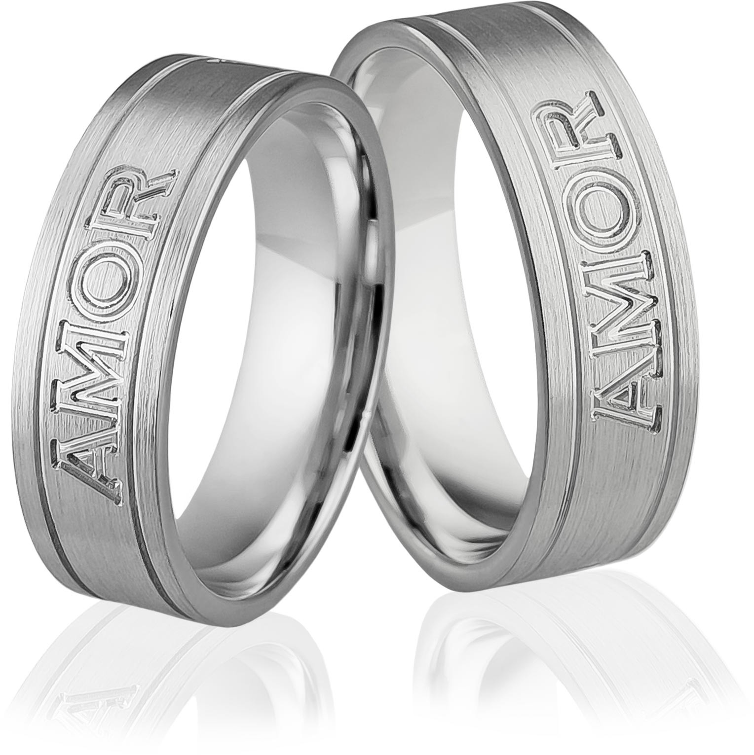 Eminence Obrączki srebrne z tekstem Amor Vincit Omnia - wzór Ag-298 Ag-298