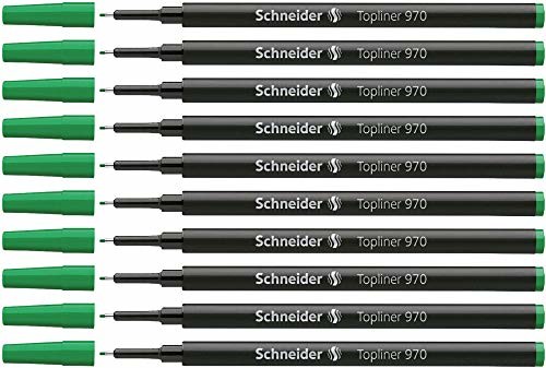 Schneider Topliner 970 cienkopis (pasuje do Topliner 911, 0,4 mm) opakowanie 10 szt. zielony 4004675197047