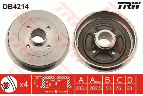 TRW Bęben hamulcowy DB4214