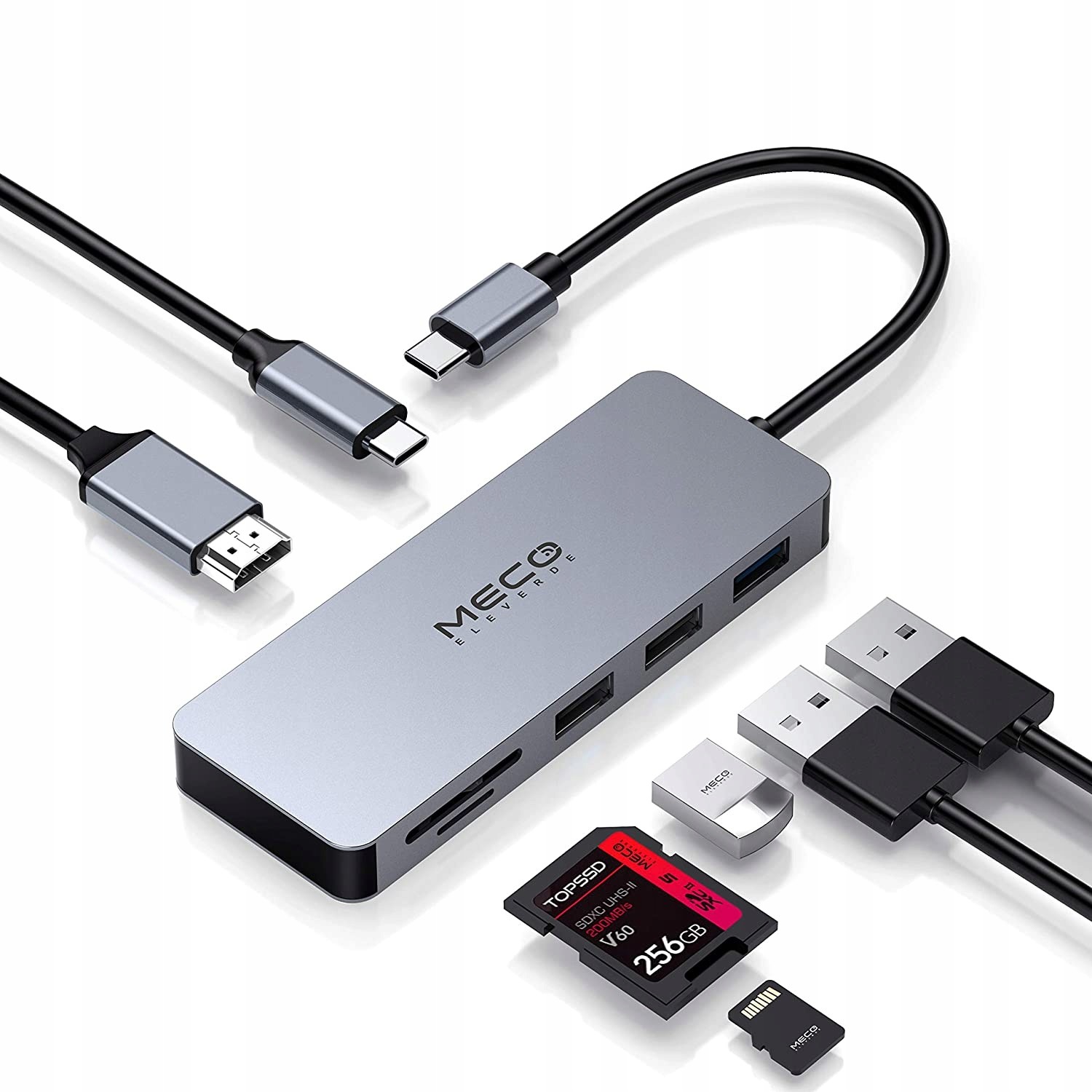 Meco Elevcerde Hub 7 w 1 Usb-c Usb 3.0 Hdmi 4K Sd