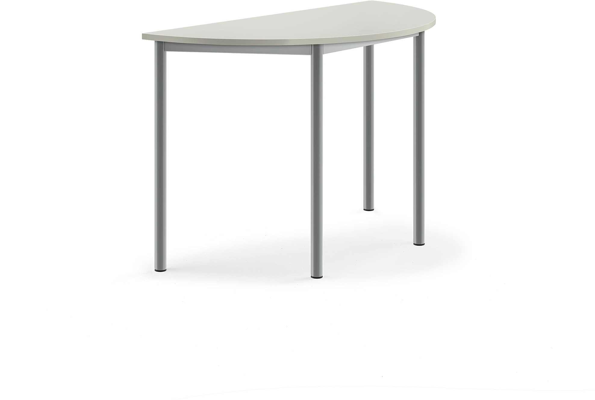 AJ Produkty Biurko SONITUS, półokrągłe, 1200x600x760 mm, szary laminat, szary aluminium