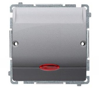 Kontakt Kontakt_Simon Łącznik hotelowy pojedynczy z podświetleniem. Imax 10 (2) A stal inox BMWH1.02/21