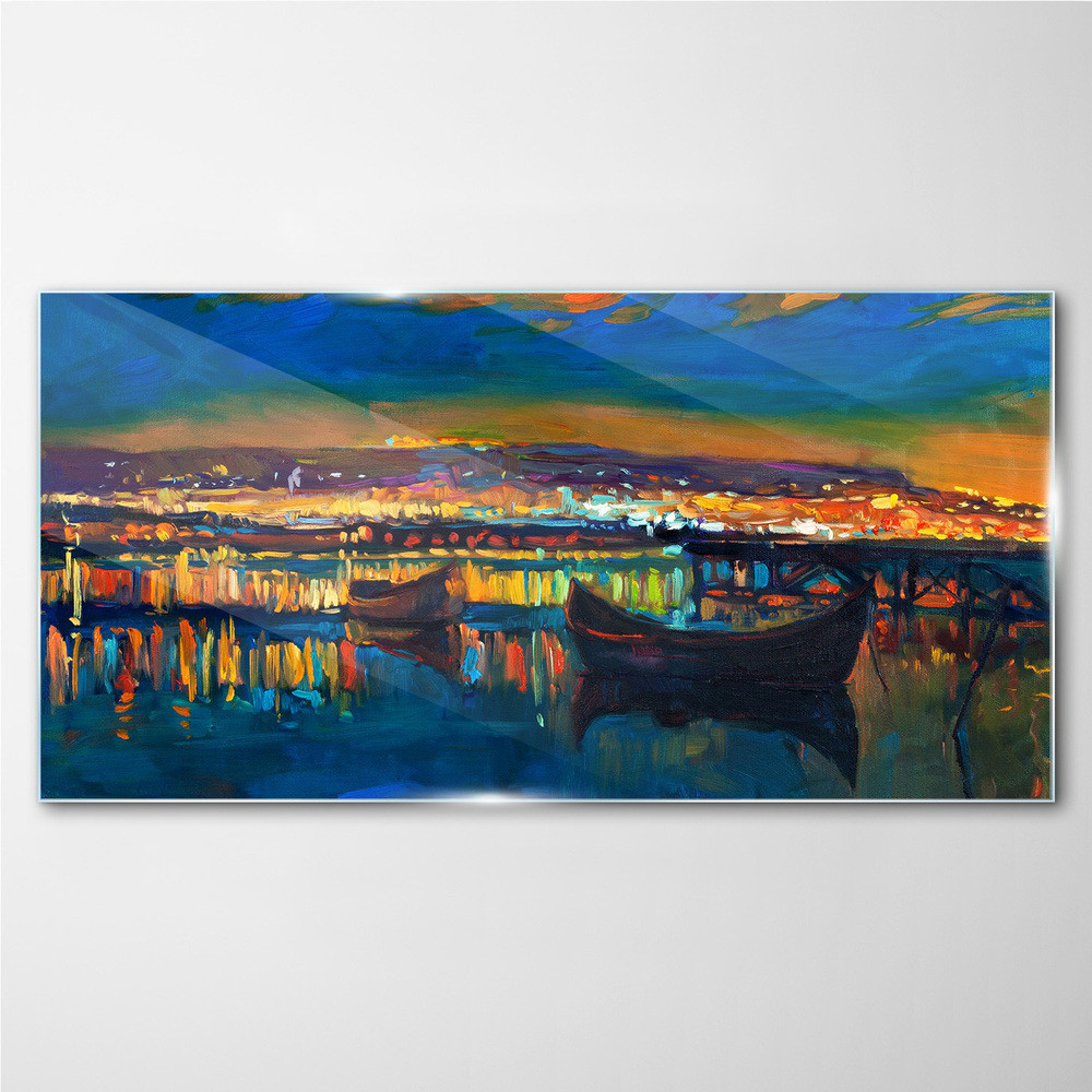 PL Coloray Obraz na Szkle Jezioro miejski 140x70cm