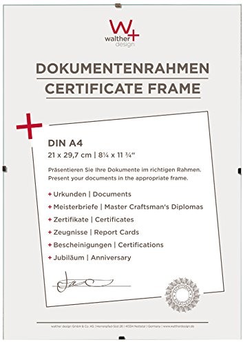Walther Design oprawka na zdjęcia bez ramy, szkło przezroczyste, 21 x 29,7 cm (DIN A4) RB130K