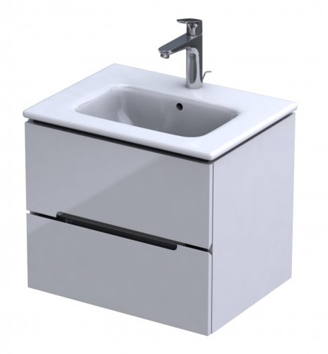 Oristo Szafka wisząca SILVER UNI 60 cm z umywalką JOY BIAŁY POŁYSK OR33-SD2S-60-1-V3 + UME-JO-60-91
