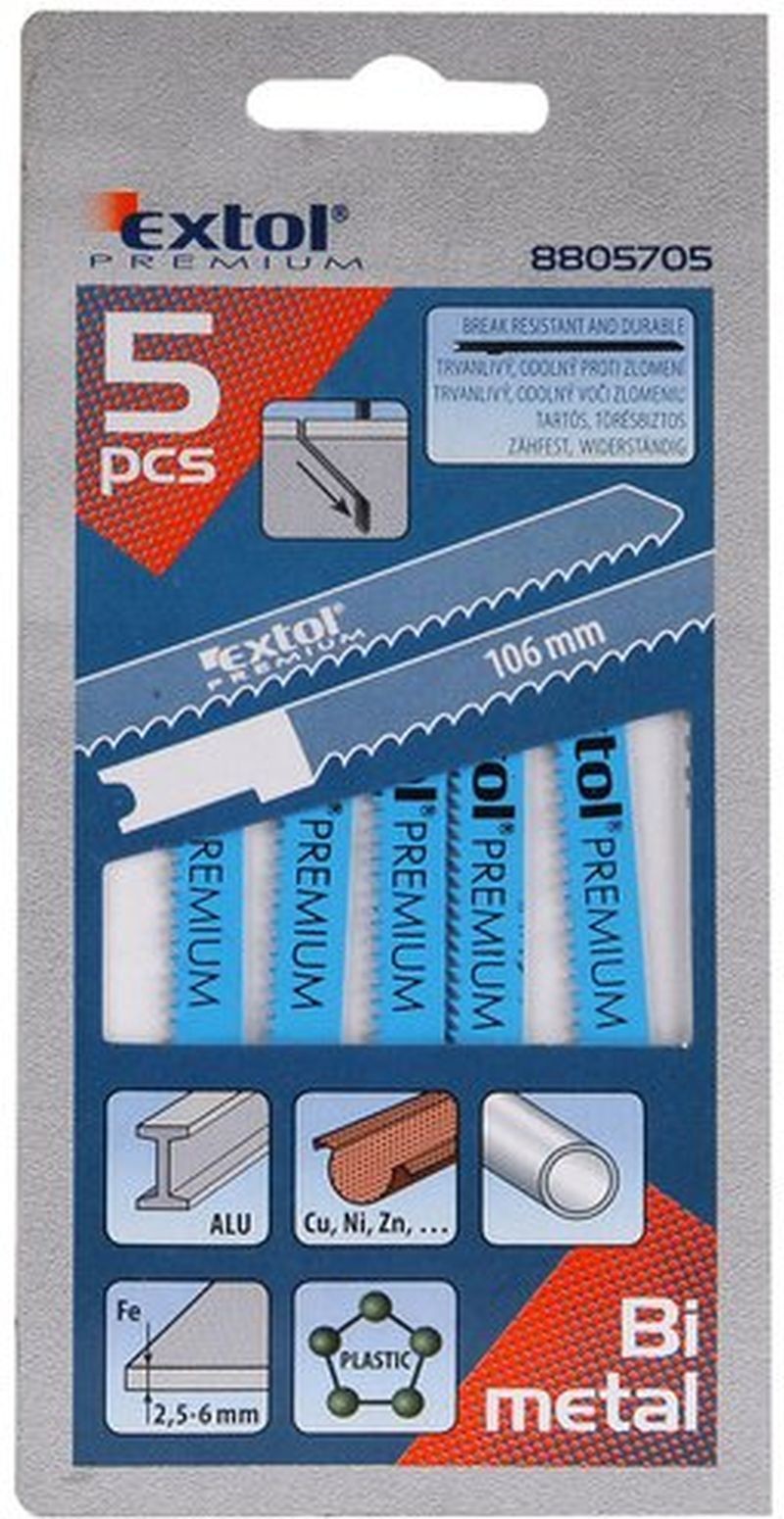 EXTOL PREMIUM Brzeszczoty do wyrzynarki, 5szt 8805705