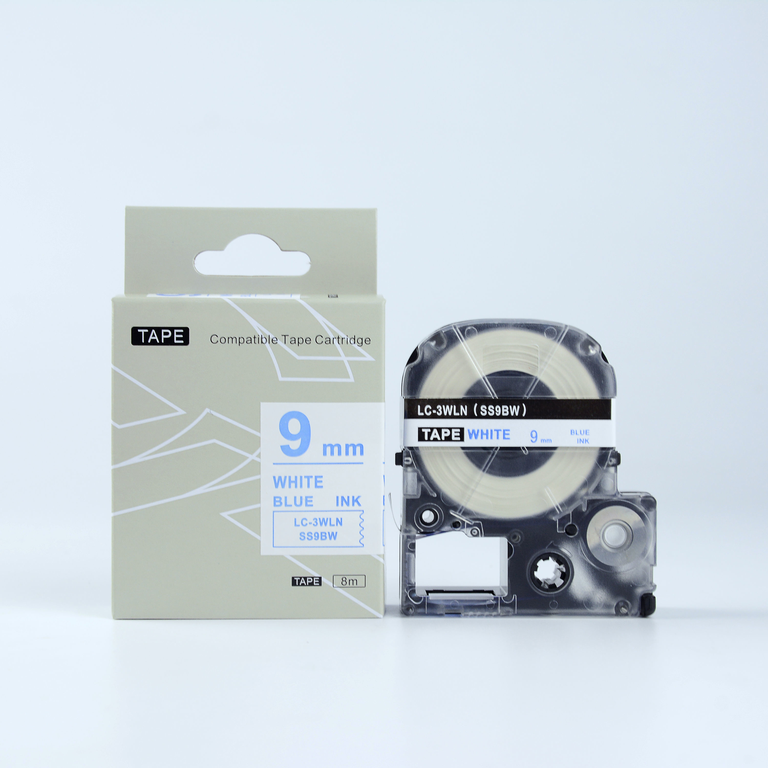 Epson LK-SS9BW, 9mm x 9m, niebieski druk / biały podkład, taśma zamiennik