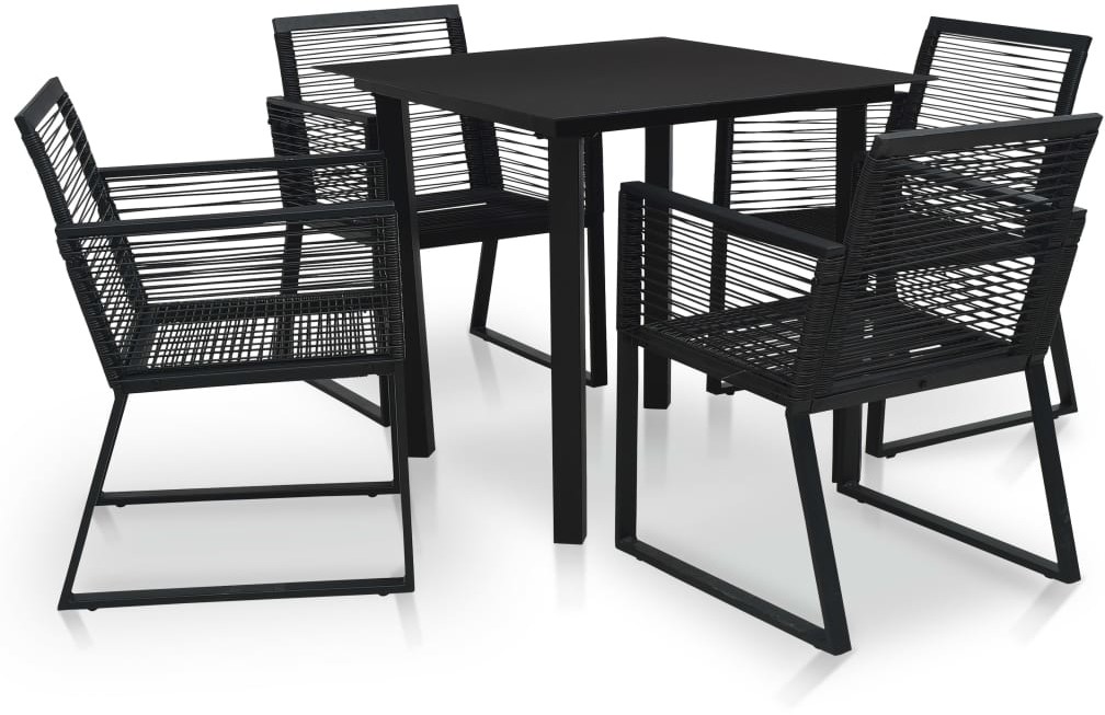 vidaXL 5-cz. zestaw mebli ogrodowych, rattan PVC, czarny