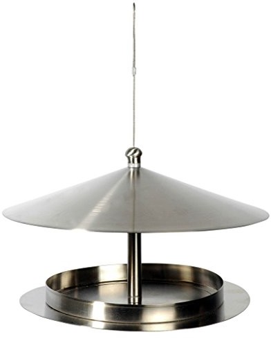 Luxus-Vogelhaus Luksusowy domek dla ptaków 11600 okrągły designerski karmnik dla ptaków srebrny połysk ze stali szlachetnej z drutem do zawieszenia