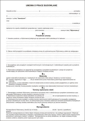 Firma krajewski Umowa o prace budowlane [Pu/Pb-27] - wersja elektroniczna Pu/Pb-27