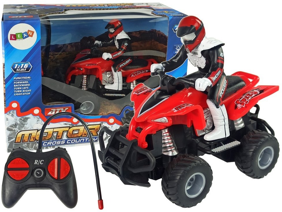 LEANToys Quad Zdalnie Sterowany Czerwony 27 Mhz 1:16 Na Baterie 9385