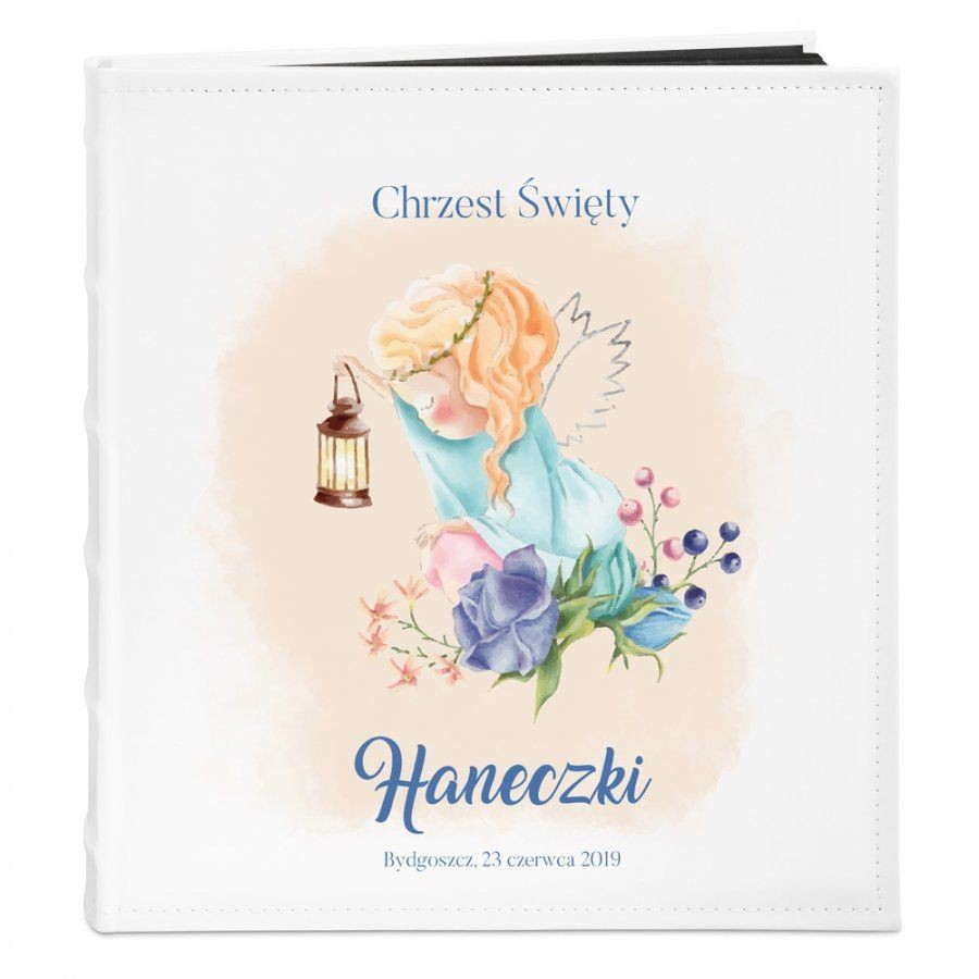 NA Murrano Album Zdjęcia Duży Pamiątka Chrztu Aniołek Nadruk ALB-BC-BK-UV-024