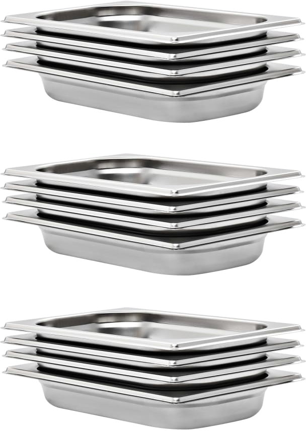 vidaXL vidaXL Tace gastronomiczne, 12 szt., GN 1/4 40 mm, stal nierdzewna