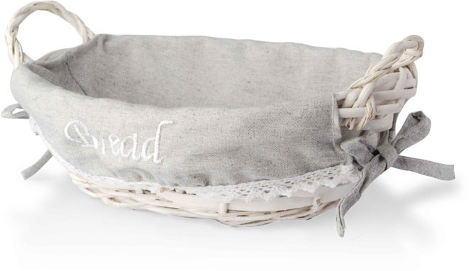 AFFEK DESIGN Koszyk Wiklinowy na Chleb Pieczywo z Serwetką Taca Biała