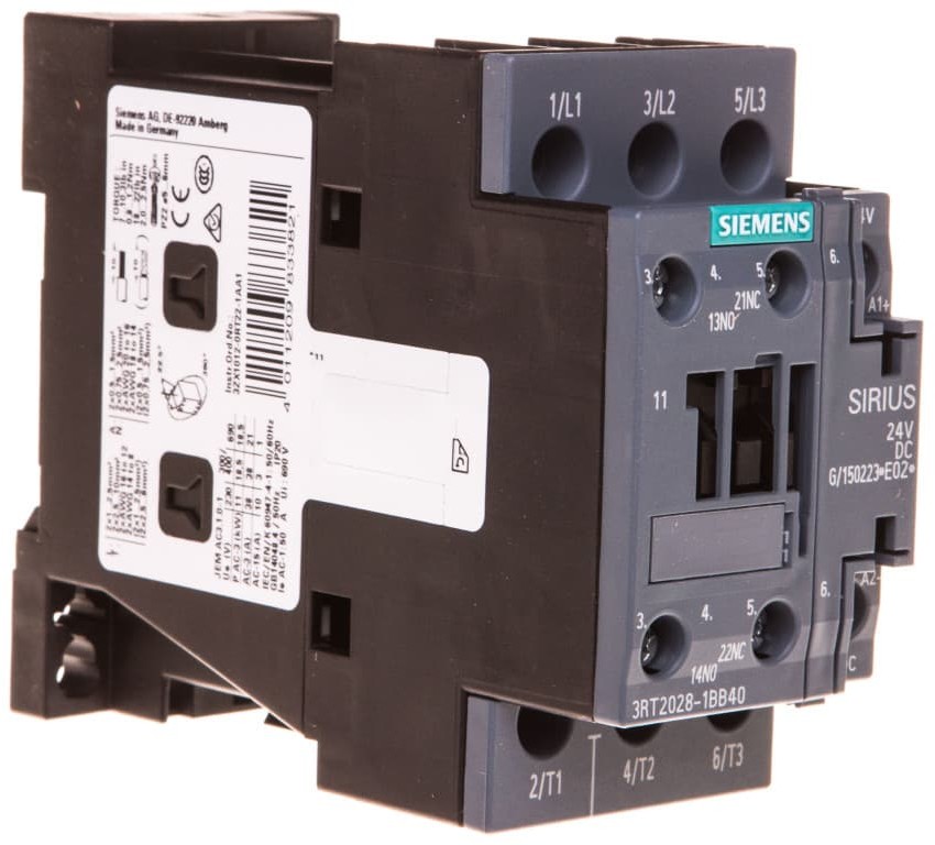 Siemens Stycznik mocy 38A 3P 24V DC 1Z 1R S0 3RT2028-1BB40