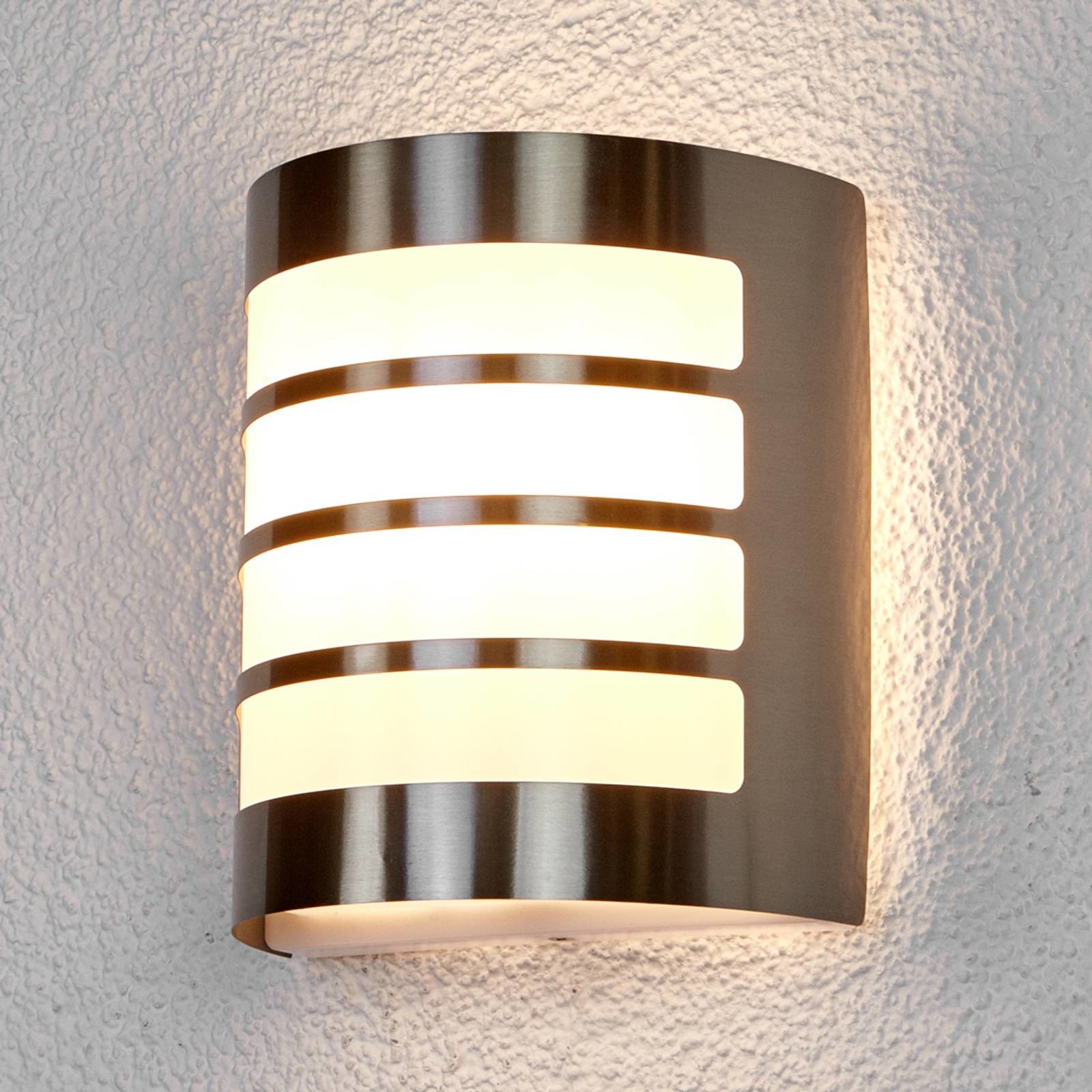 LINDBY Pasiasta lampa ścienna zewn. Noyan, stal szlach.