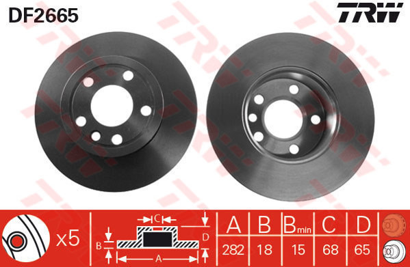 TRW Tarcza hamulcowa DF2665