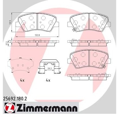 ZIMMERMANN Zestaw klocków hamulcowych, hamulce tarczowe 25692.180.2