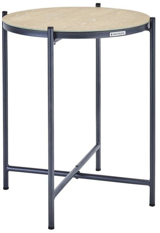 NATERIAL Stolik ogrodowy okrągły Mobis 45 cm beżowy