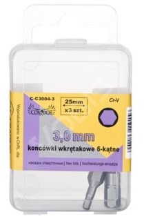 Condor Końcówki sześciokątne H3 x 25 mm 3 szt