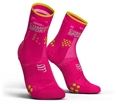 Compressport Pro Racing Socks V3.0 Ultralight Run High Cut skarpety do biegania, unisex, wysokie skarpety do biegania, różowy, T1 (RSHULV3-FL3430-T1)
