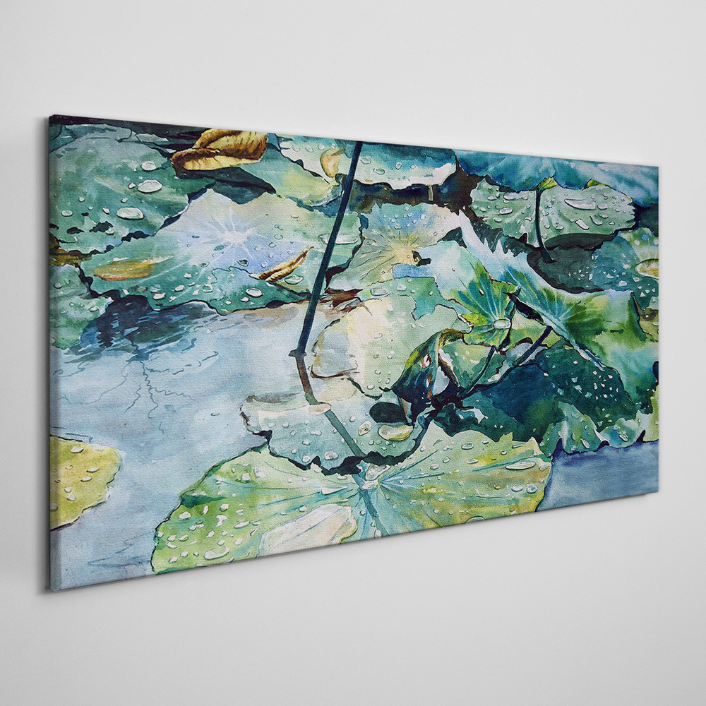 PL Coloray Obraz Canvas Abstrakcja Woda Liście 100x50cm