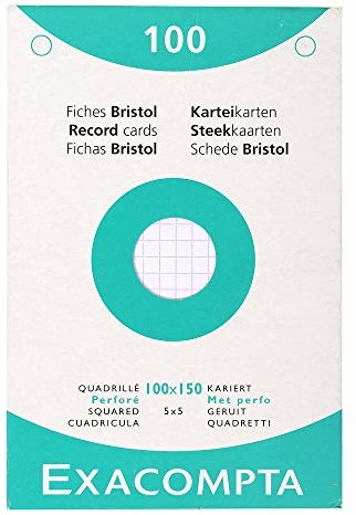 Exacompta 13602e 100 fiszek, biały, 100/150, z otworami