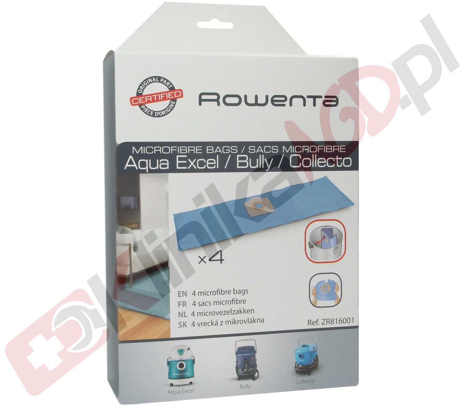 ROWENTA SEB Worki do odkurzacza 4 szt. AQUA EXCEL BULLY COLLECTO ZR816001