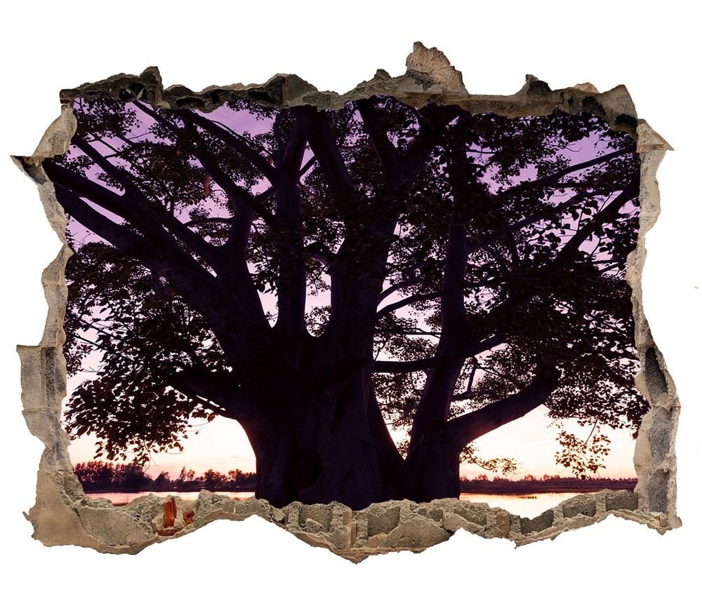 Wallmuralia.pl Samoprzylepna dziura na ścianę Drzewo i jezioro