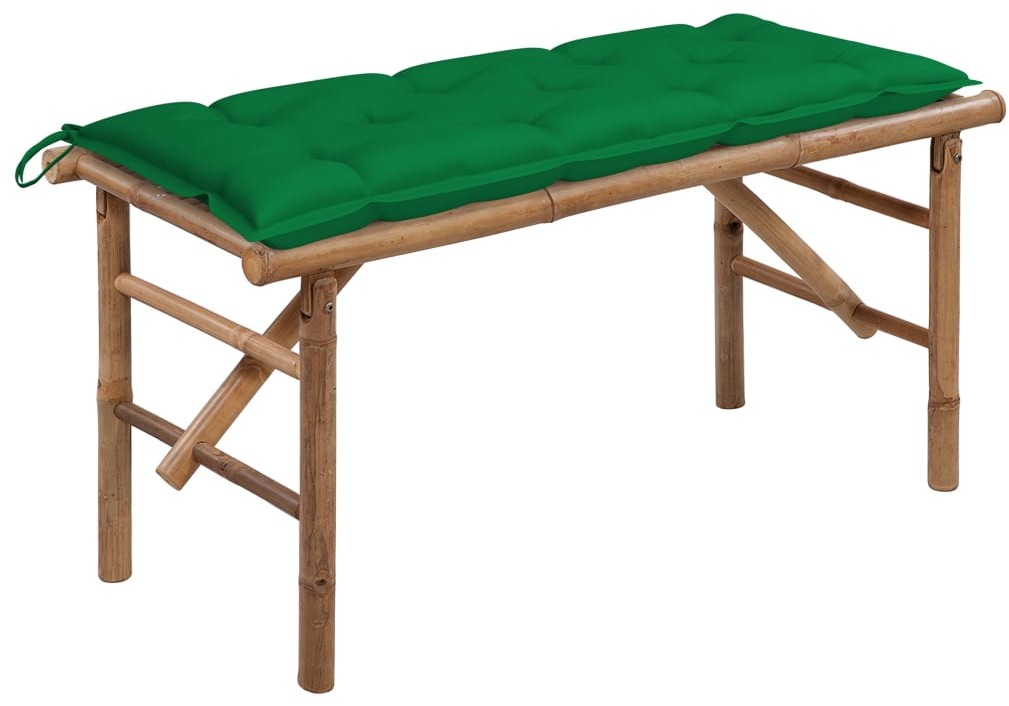 vidaXL Składana ławka ogrodowa z poduszką, 118 cm, bambusowa