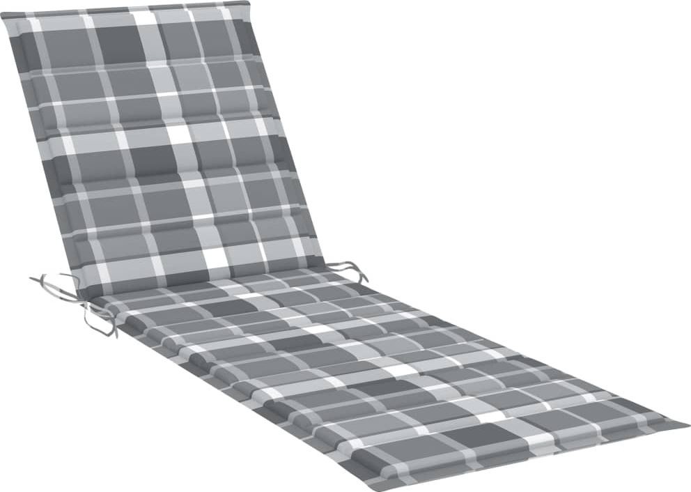 vidaXL Poduszka na leżak szara krata 200x60x4 cm tkanina  314217