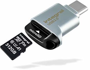 Integral Zintegrowany czytnik kart micro SD USB2.0/USB C typu C OTG adapter karty pamięci do Micro SD, microSDHC, microSDXC INCRCMSDNRP