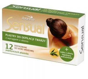 Joanna Sensual plastry do depilacji twarzy Aloes 12szt + oliwka łagodząca podrażnienia 10ml