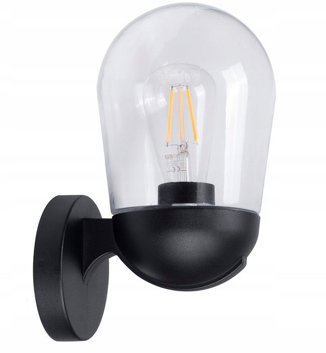 Mdeco Zewnętrzna lampa ścienna SLP8204 szklany kinkiet do ogrodu czarny