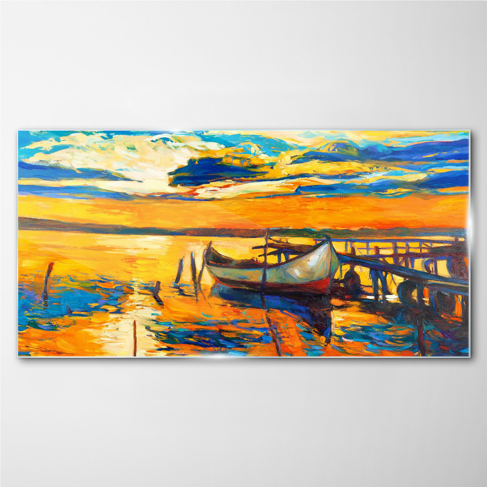 PL Coloray Obraz na Szkle port niebo zachód słońca 120x60cm