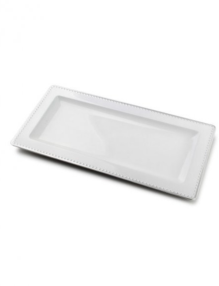 Mondex MONDEX BLANCHE COLOURS PODSTAWKA POD ŚWIECE 36 X 12 CM BIAŁA ZE SREBRNĄ OBWÓDKĄ TWORZYWO SZTUCZNE HTOS6766 3