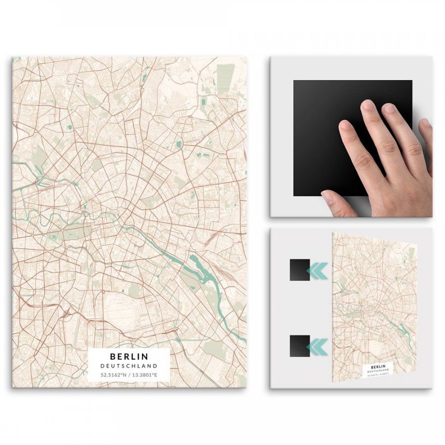 Pix4home Plakat metalowy Mapa Vintage Berlin M POS-M-03552