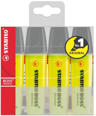 Stabilo Boss Original zestaw zakreślaczy, 4 sztuki, żółty 70/4-24