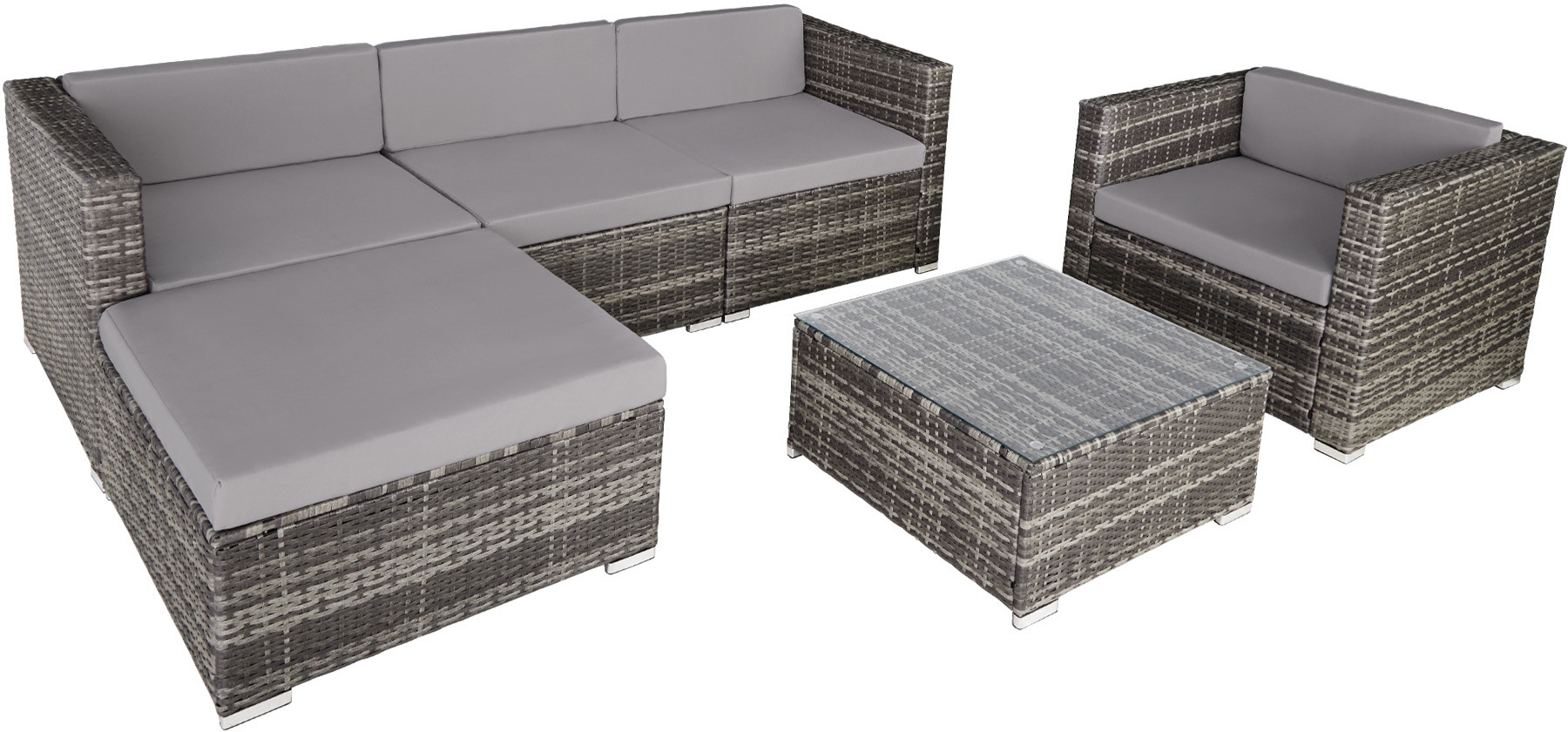 tectake Meble ogrodowe z technorattanu Milano - szary 403880