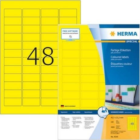 Herma Kolorowe etykiety A4 45,7 x 21,2 mm żółty trwała przyczepność 4544 4544