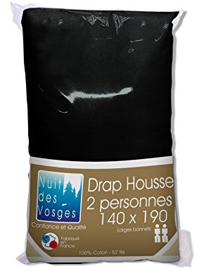 Nuit des Vosges 2106329 Cotoval prześcieradło z gumką uniwersalna bawełna czarna 140x190 cm 2106329