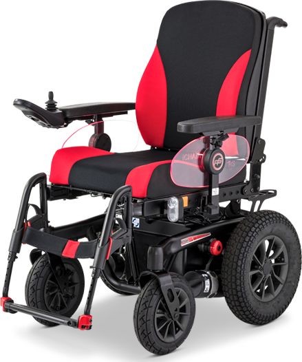 Meyra Elektryczny wózek terenowo-pokojowy z anatomicznym siedziskiem ErgoSeat - elektronika R-NET z wyświetlaczem LED + pas bezpieczeństwa + bagażnik rurkow