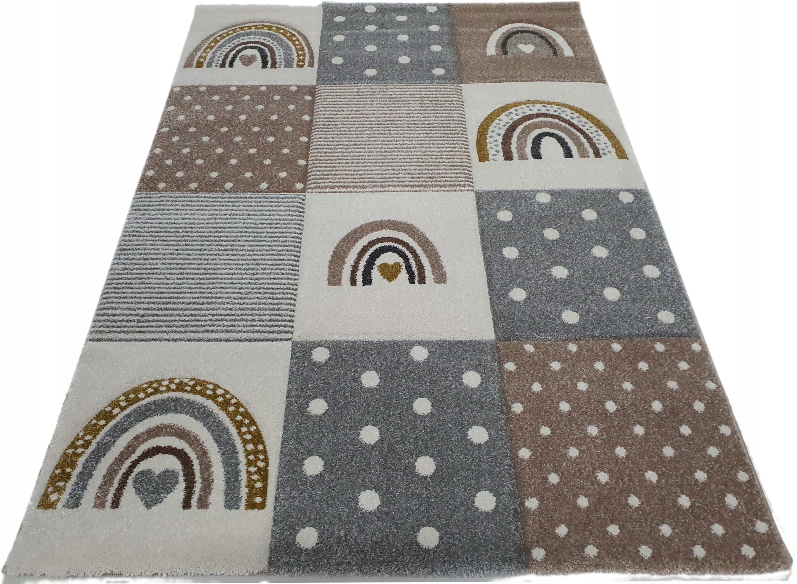Dywan Diamond 3D 160x230 tęcza beżowy łuki szary