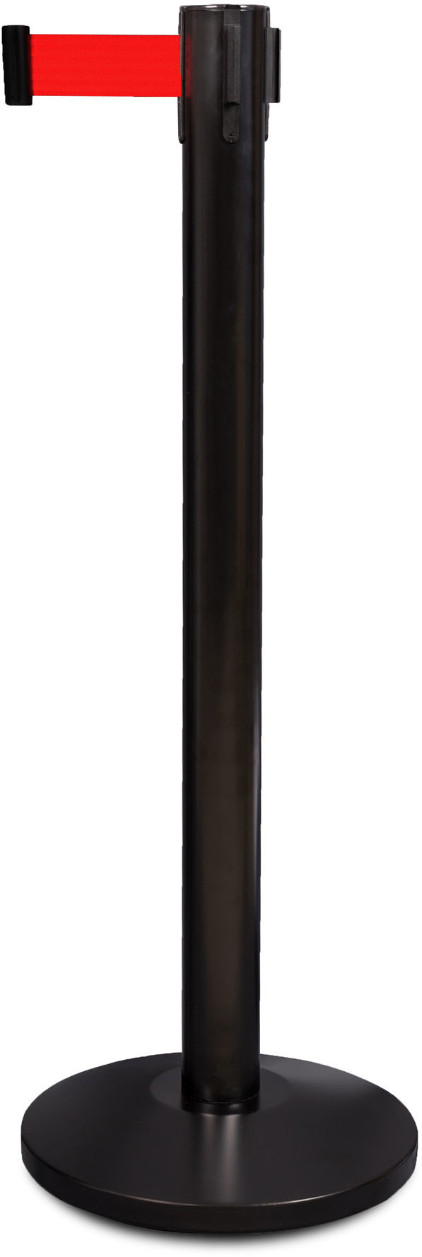 Słupek odgradzający czarny z taśmą czerwoną 2,3m