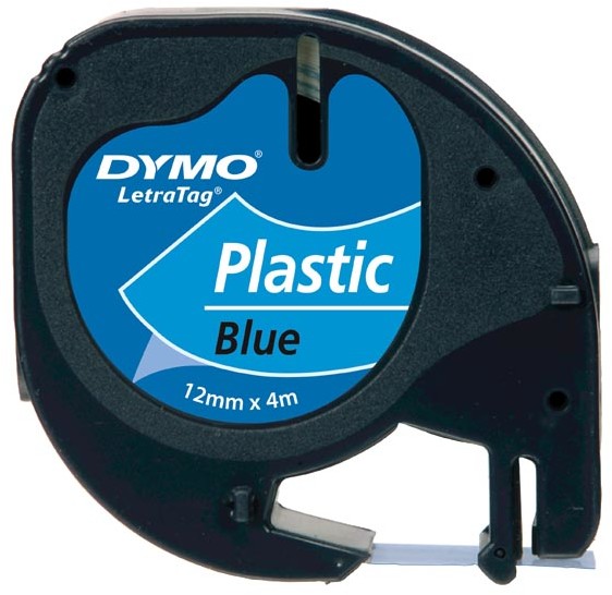Dymo oryginalny taśma do drukarek etykiet, S0721650, czarny druk/niebieski podkład, 4m, 12mm, LetraTag taśma plastikowa S0721650