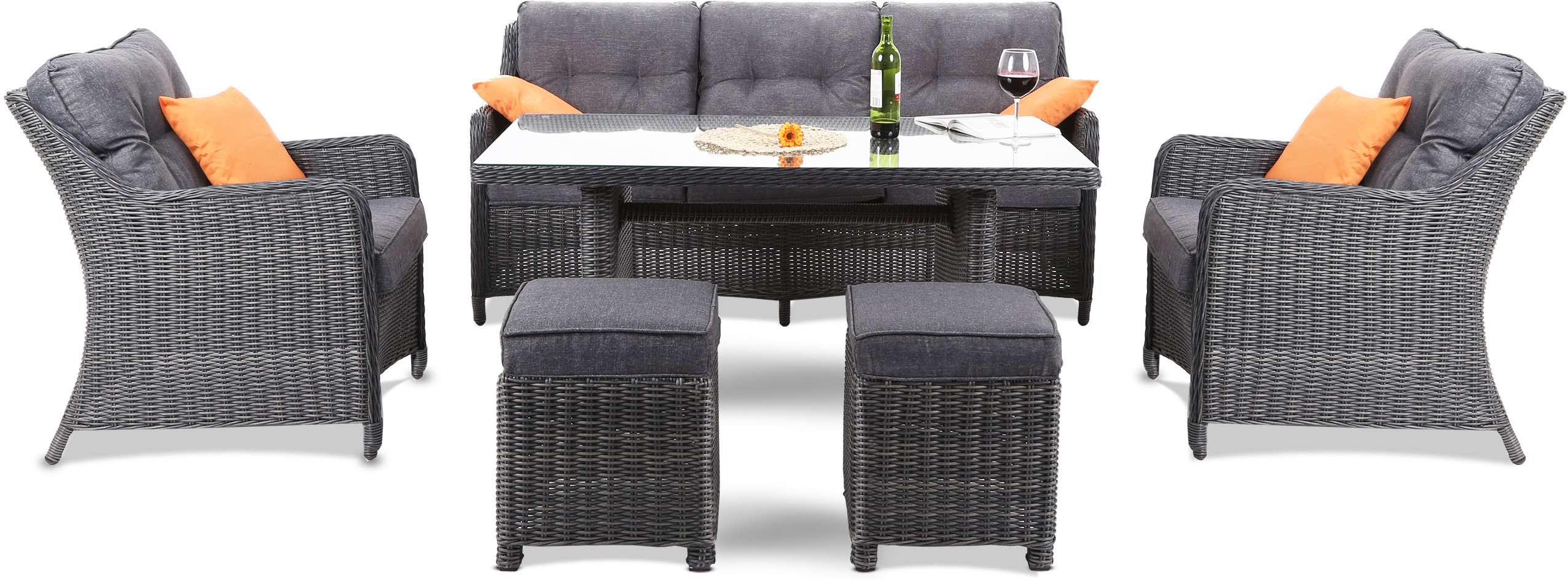 HOME & GARDEN HOME&GARDEN Meble ogrodowe technorattanowe California Grey / Grey 631513