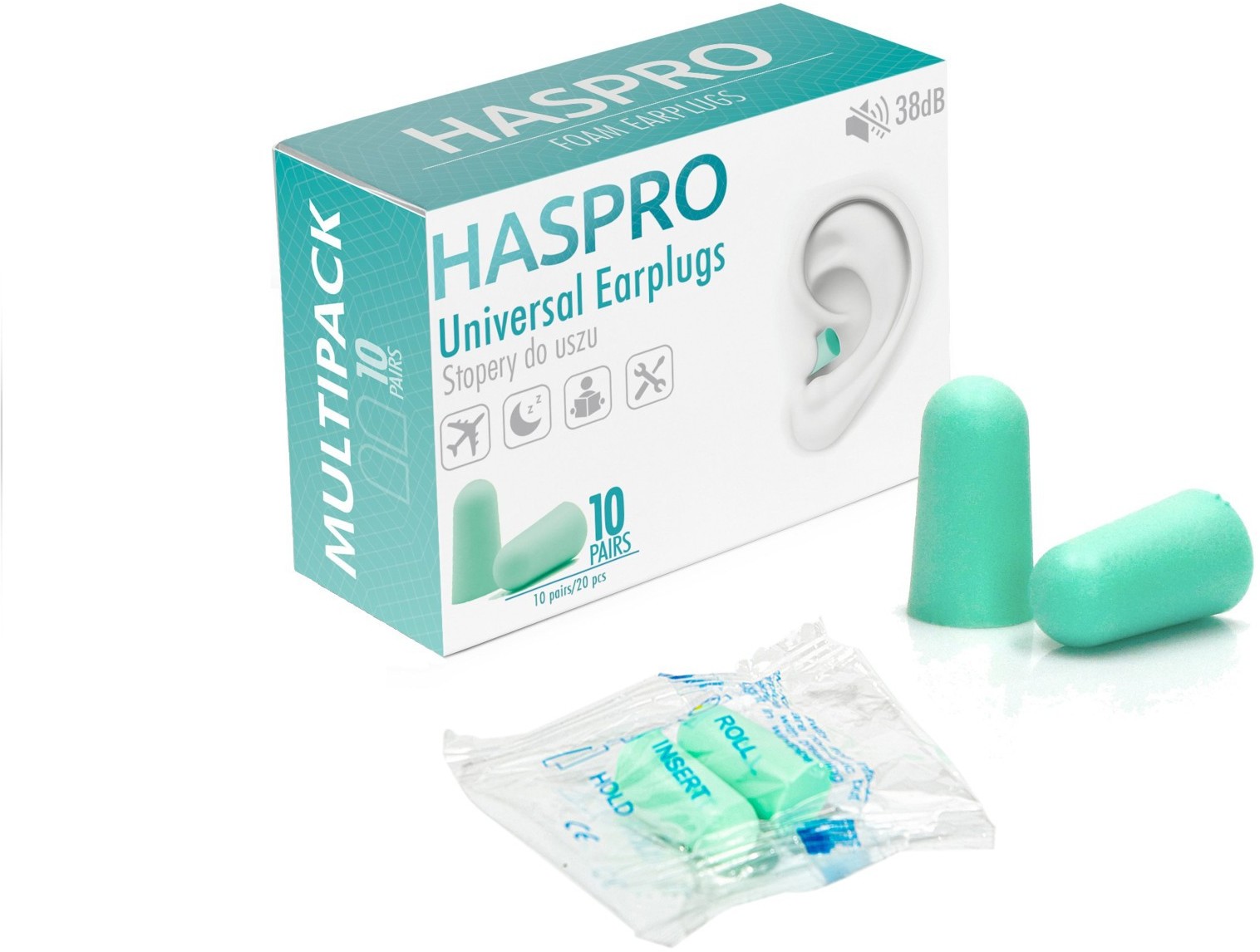 Haspro Haspro Multi10 Stopery do uszu Miętowe - 10 par HASPRO-MULTI-MIN