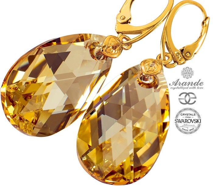 Swarovski NOWOŚĆ kolczyki ZŁOTE SREBRO GOLDEN