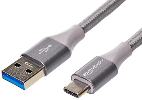AmazonBasics Double Braided Nylon USB Type-C to Type-A 3.1 Gen 2 Cable, ciemnoszary 0,9 m UTC-C-A-3.1-Gen 2-3FT-GRY